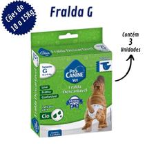 Fralda Descartável G para Cães 3 Unidades PróCanine