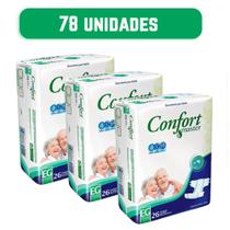 Fralda Descartável Geriátrica Adulto Confort Master EG Com 78 Unidades - 3 Pacotes com 26 Tiras