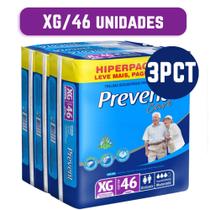 Fralda Descartável Geriátrica/Adulto Prevent Care - Tamanho XG - 3 Pacotes com 46 Tiras