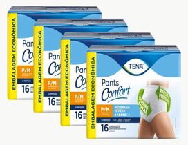 Fralda Descartável Geriátrica/Adulto Tena Pants Confort Branco Tamanho P/M 4 Pacotes com 16 Un.