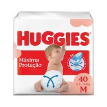 Fralda Descartável Huggies Máxima Proteção Mega Tamanho M - 6 Pacotes com 40 Fraldas - Total 240 Tiras