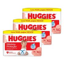 Fralda Descartável Huggies Máxima Proteção XG - 3 Pacotes com 56 Fraldas - Total de 168 Tiras