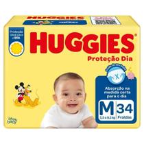 Fralda Descartável Huggies Proteção Dia M - 34 Unidades Fralda Descartável Huggies Proteção Dia M - 34 Unidades