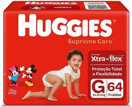 Fralda Descartavel Huggies Supreme care G, pacote com 64 unidades