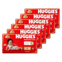 Fralda Descartável Huggies Supreme Care Mega Tamanho M - 6 Pacotes com 40 Fraldas - Total 240 Tiras