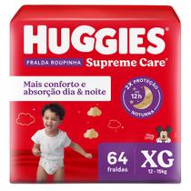 Fralda Descartável Huggies Supreme Care Roupinha Bag XG 64 Unidades