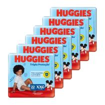Fralda Descartável Huggies Tripla Proteção Jumbo Tamanho XXG - 6 Pacotes com 22 Fraldas - Total 132 Tiras