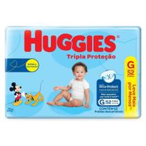 Fralda Descartável Huggies Tripla Proteção Mega + Tamanho G - 4 Pacotes com 52 Fraldas - Total de 208 Tiras