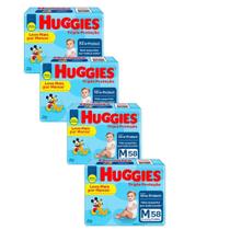 Fralda Descartável Huggies Tripla Proteção Mega+ Tamanho M - 4 Pacotes com 58 Fraldas - Total de 232 Tiras