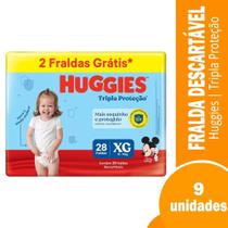 Fralda Descartável Huggies Tripla Proteção Mega Tamanho XG - 9 Pacotes com 28 Fraldas - Tot 252 Trs Leve 2 Trs Grts
