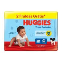 Fralda Descartável Huggies Tripla Proteção Meguinha G - 30 Tiras - MARCA PADRÃO