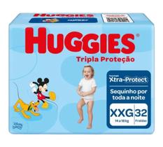 Fralda Descartável Infantil Bebê Huggies Tripla Proteção Tamanho XXG com 32 Unidades