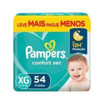 Fralda Descartável Infantil BebêPampers Confort Sec Tamanho Xg 11 A 15Kg 54 Unidades