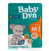 Fralda Descartável Infantil Diurna Noturna Baby Dyn 1 Pacote Tamanho M Com 80 Unidades