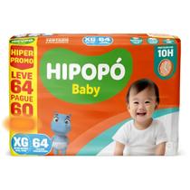 Fralda Descartável Infantil Hipopó Baby Hiper Tamanho XG - 64 Unidades