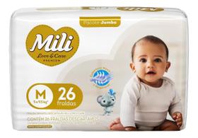 Fralda Descartavel Infantil Mili Love & Care M Pacote 26