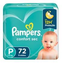 Fralda Descartavel Infantil Pampers Confort Sec P Pacote 72