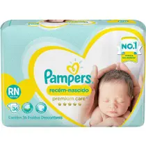 Fralda Descartável Infantil Pampers Prem. Care RecémNascido Rn 36Un