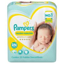 Fralda Descartável Infantil Pampers Premium Care Recém-nascido RN Pacote 20 Unidades