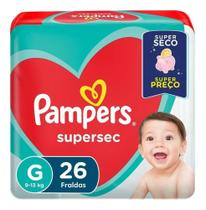 Fralda Descartável Infantil Pampers Supersec G Pacote 26 Uni