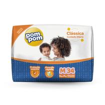 Fralda Descartável Infantil Pom Pom Clássica Cuidado Diário Mega