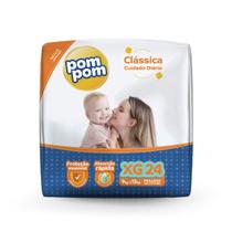 Fralda Descartável Infantil Pom Pom Clássica Cuidado Diário Mega