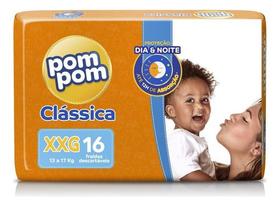 Fralda Descartável Infantil Pom Pom Clássica Xxg Pacote 16 Unidades