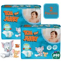 Fralda Descartável Infantil Tom e Jerry Hiper 2 Pacotes Tamanho P Com 90 Unidades Cada - TOM & JERRY