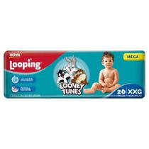 Fralda Descartável Looping Looney Tunes Mega Extra Extra Grande - 6 Pacotes com 26 Fraldas - Total 156 Tiras