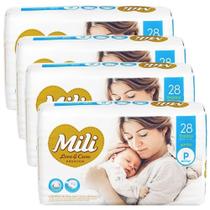 Fralda Descartavel Love & Care Linha Premiun P 4 Pacotes com 28 Unidades Cada Mili