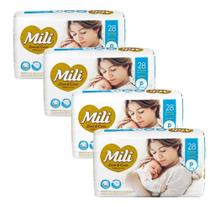 Fralda Descartável Mili Love Care inha Premiun Tam P Kit 4 Pacotes c/ 28 un Total 112 fraldas