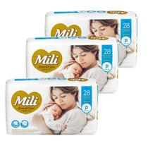 Fralda Descartável Mili Love & Care Linha Premiun Tamanho P 3 Pacotes c/ 28 (total 84 fraldas)