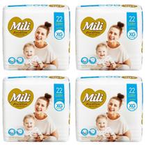 Fralda Descartável Mili Love&Care Premiun Tam XG 4 Pacotes com 22 fraldas Total 88 fraldas Fralda Descartável Mili Love&Care Premiun Tam XG 4 Pacotes com 22 fraldas Total 88 fraldas
