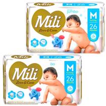 Fralda Descartável Mili Love & Care Tam: M 2 Pacotes c/ 26 Fralda Descartável Mili Love & Care Tam: M 2 Pacotes c/ 26