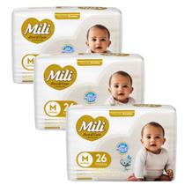 Fralda Descartável Mili Love&Care Tam: M 3 Pacotes c/ 26
