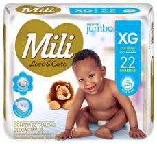 Fralda Descartável MILI Love Care Tam XG 22 Fraldas com Gel Super Absorvente Proteção Dia e Noite Fralda Descartável MILI Love Care Tam XG 22 Fraldas com Gel Super Absorvente Proteção Dia e Noite