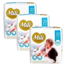 Fralda Descartável MILI Love&Care Tamanho:XXG 3 Pacotes c/ 20 Fralda Descartável MILI Love&Care Tamanho:XXG 3 Pacotes c/ 20