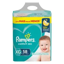 Fralda descartável pampers confort sec fortbag xg com 58unidades leve mais pague menos