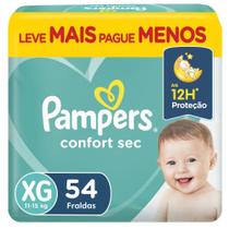 Fralda descartavel pampers confort sec super xg c/54 un