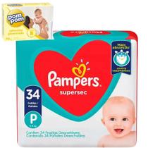 Fralda descartavel Pampers P 34un combo Sabonete Glicerinado