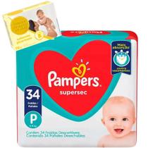 Fralda descartavel Pampers P 34un combo Sabonete Glicerinado