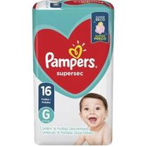 Fralda descartavel pampers supersec g c/16 unid