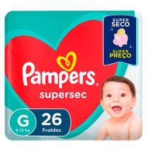 Fralda Descartável Pampers Supersec Pacotão G 26 Unidades