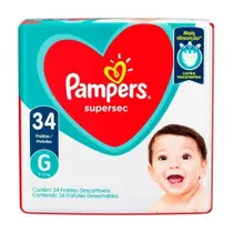 Fralda Descartável Pampers Supersec Tamanho G 34 unidades