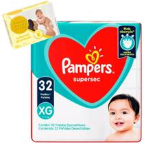 Fralda descartavel Pampers XG 32un Kit Sabonete Glicerinado