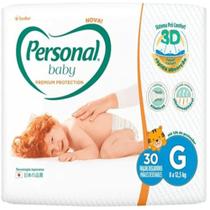 Fralda descartável personal baby premium protection g 8 a 12,5kg pacote 30 unidades