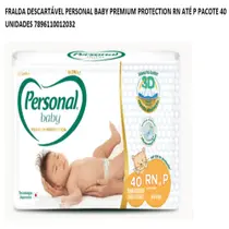 Fralda descartável personal baby premium protection rn até p e 6kg pacote 40 unidades