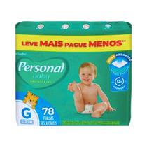 Fralda Descartavel Personal Giga 1 Pacote Tamanho G Com 78 Unidades Cada 8 a 12,5 kg