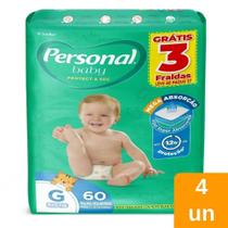 Fralda Descartável Personal Soft & Protect Hiper Tamanho G - 4 Pacotes com 60 Tiras