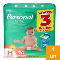Fralda Descartável Personal Soft & Protect Hiper Tamanho M - 4 Pacotes com 70 Tiras